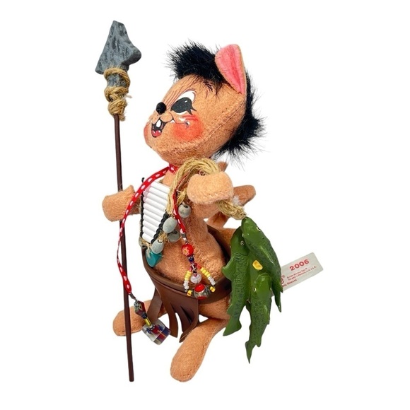 NWOT ANNALEE Native American Indian Boy 6" Mouse with String of Fish 2006 - Picture 4 of 12